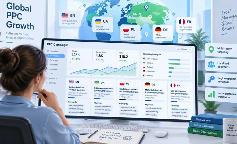 PPC для багатомовних кампаній у Google Ads: як адаптувати оголошення, ключові слова та структуру акаунта під різні ринки